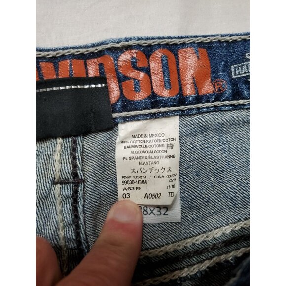 Harley Davidson Men's Jeans Medium Wash Straight Leg Boot Cut Biker Size 38x31 - Picture 9 of 16